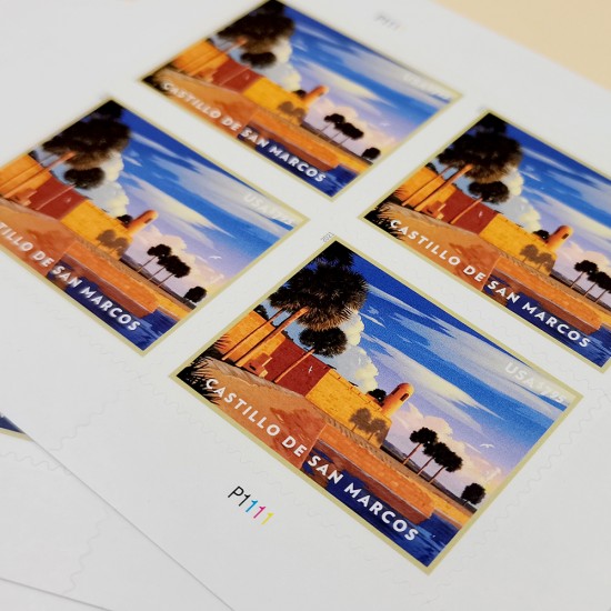 2021 US MNH Priority Mail Castillo De San Marcos Mail Pane of 4 Stamps