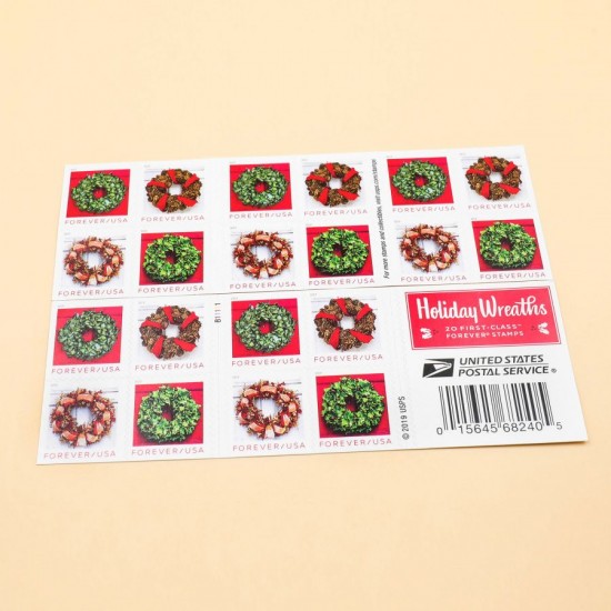 2019 US Holiday Wreaths Forever First-Class Postage Stamps